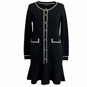 Lulus Upscale Personality Knit Cardigan Mini Dress Black Small Long Sleeve NWT